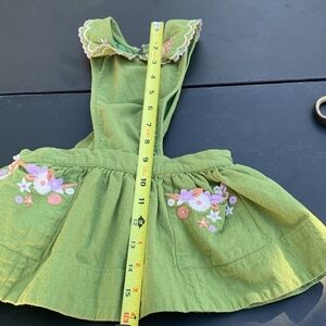 Nellystella Green Floral Embroidered Jumper Cotton Dress Size 1